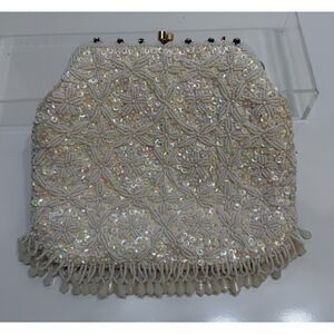 Vintage Bead Sequin Rhinestone Opalescent Hand Bag